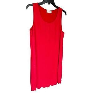 Anthropologie Everly red sleeveless scalloped hem office siren dress NWOT SZ M